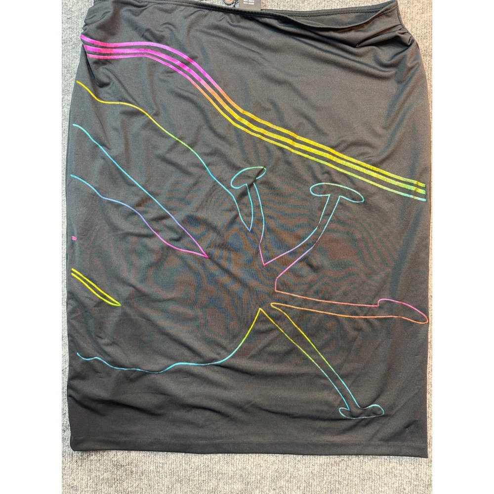VTG Versace Sport Black Rainbow Abstract Graphic Pencil Skirt Italy Size XL NWOT - Picture 6 of 10